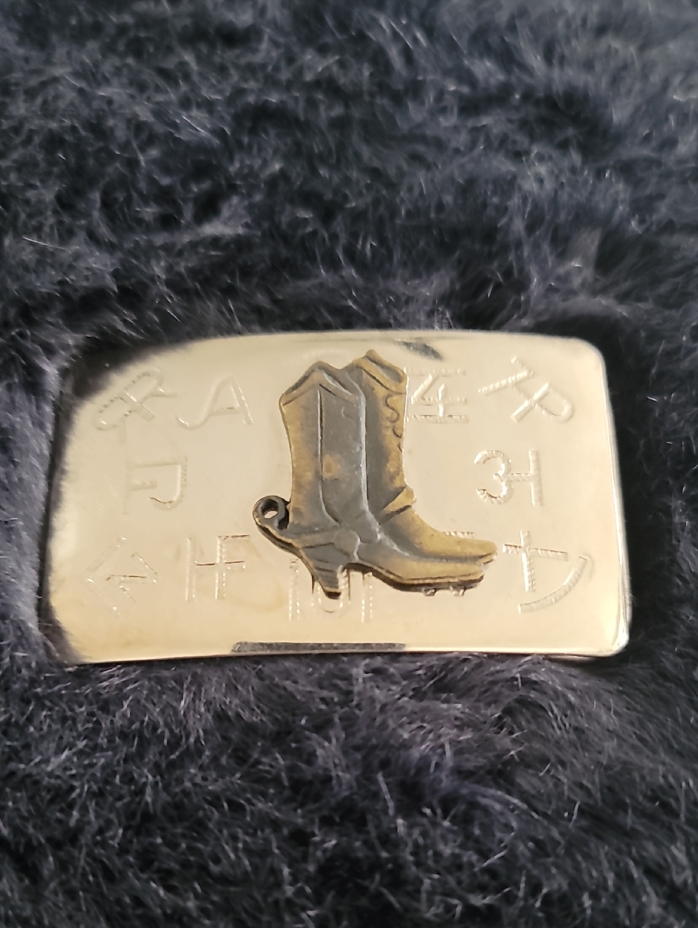 Western Cowboy Boot Belt Buckle - Gold Tone